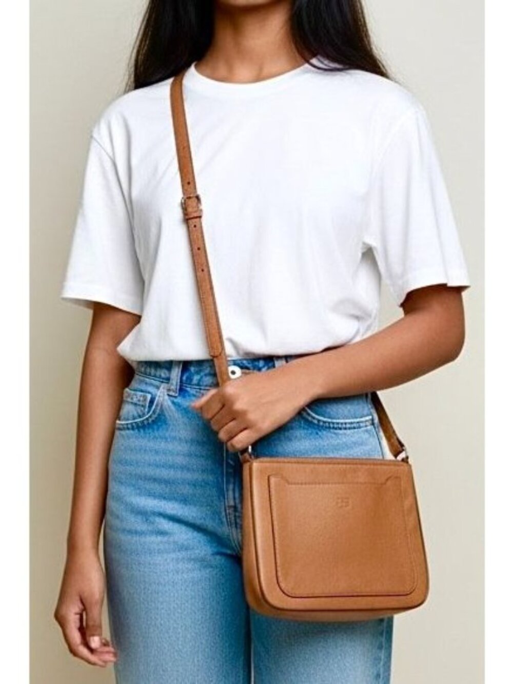 Vintage Roots Brown Crossbody Bag Faux Leather Long Strap